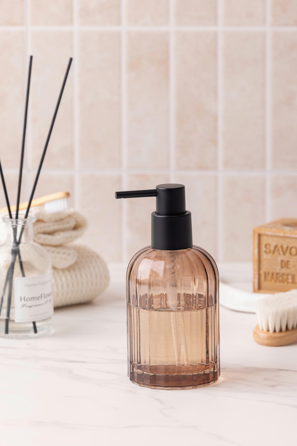 Szappanadagoló Wilma Kb. 280ml - pink/barna, Konventionell, műanyag/üveg (7.5/15.5cm)