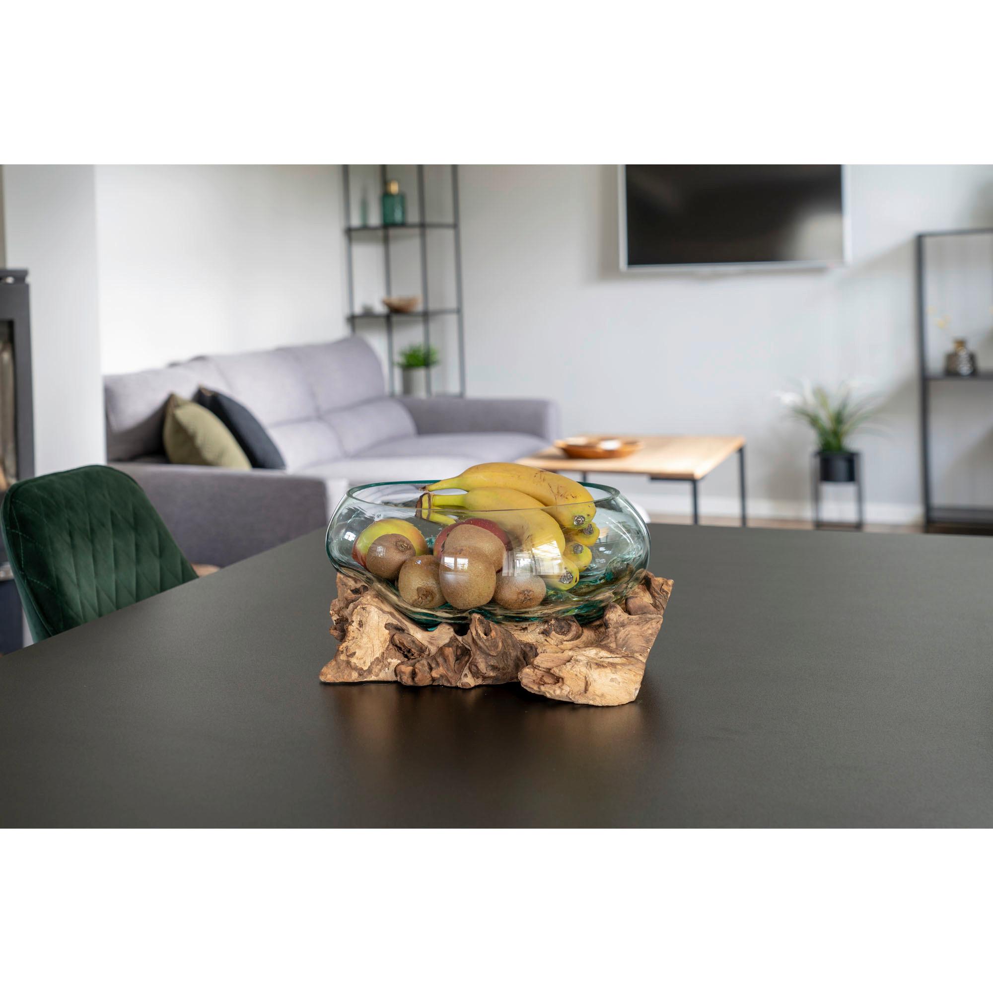 Dekoschale San Marino Klar Teakfarben - Klar/Teakfarben, Basics, Glas/Holz (26/20cm)