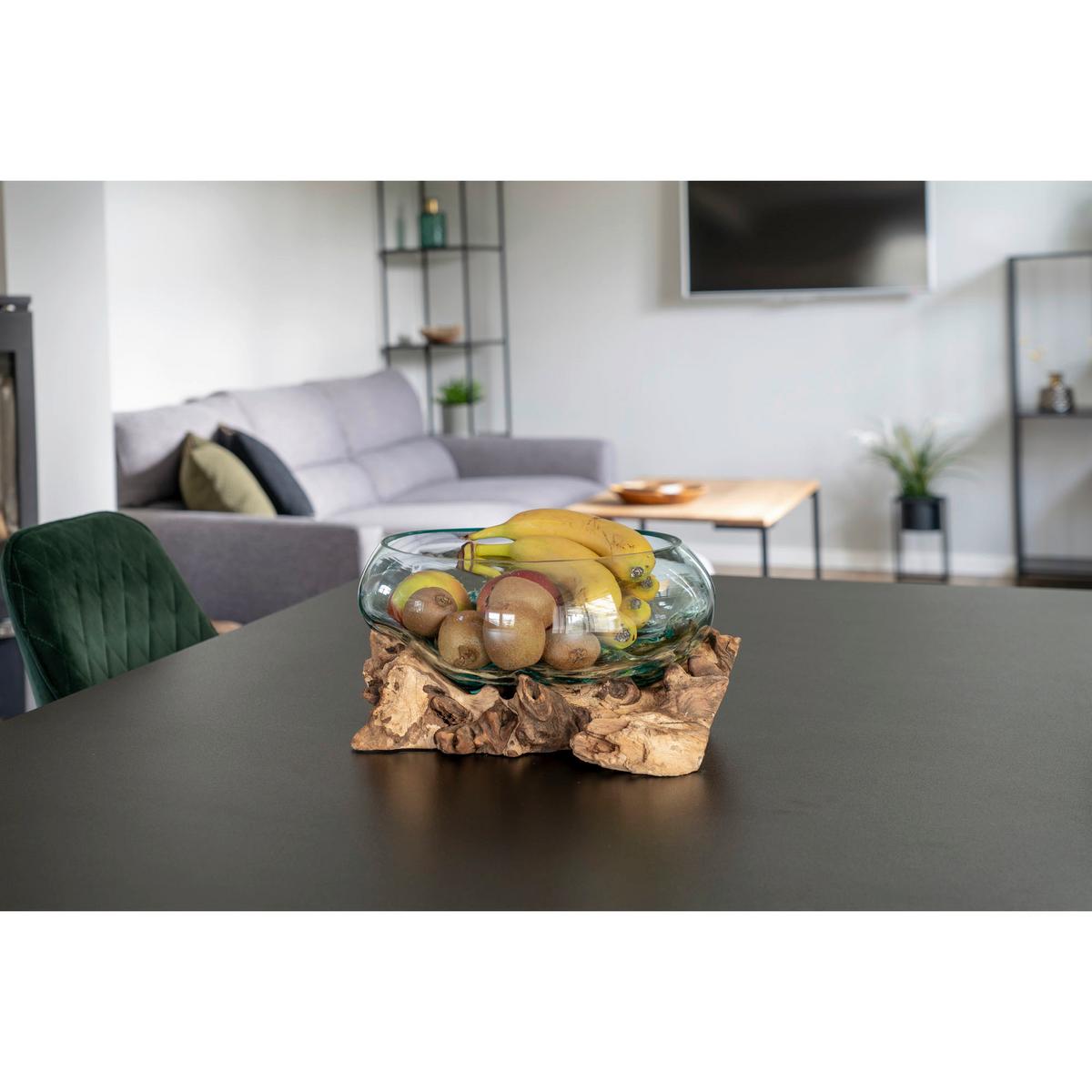 Dekoschale San Marino Klar Teakfarben - Klar/Teakfarben, Basics, Glas/Holz (26/20cm)