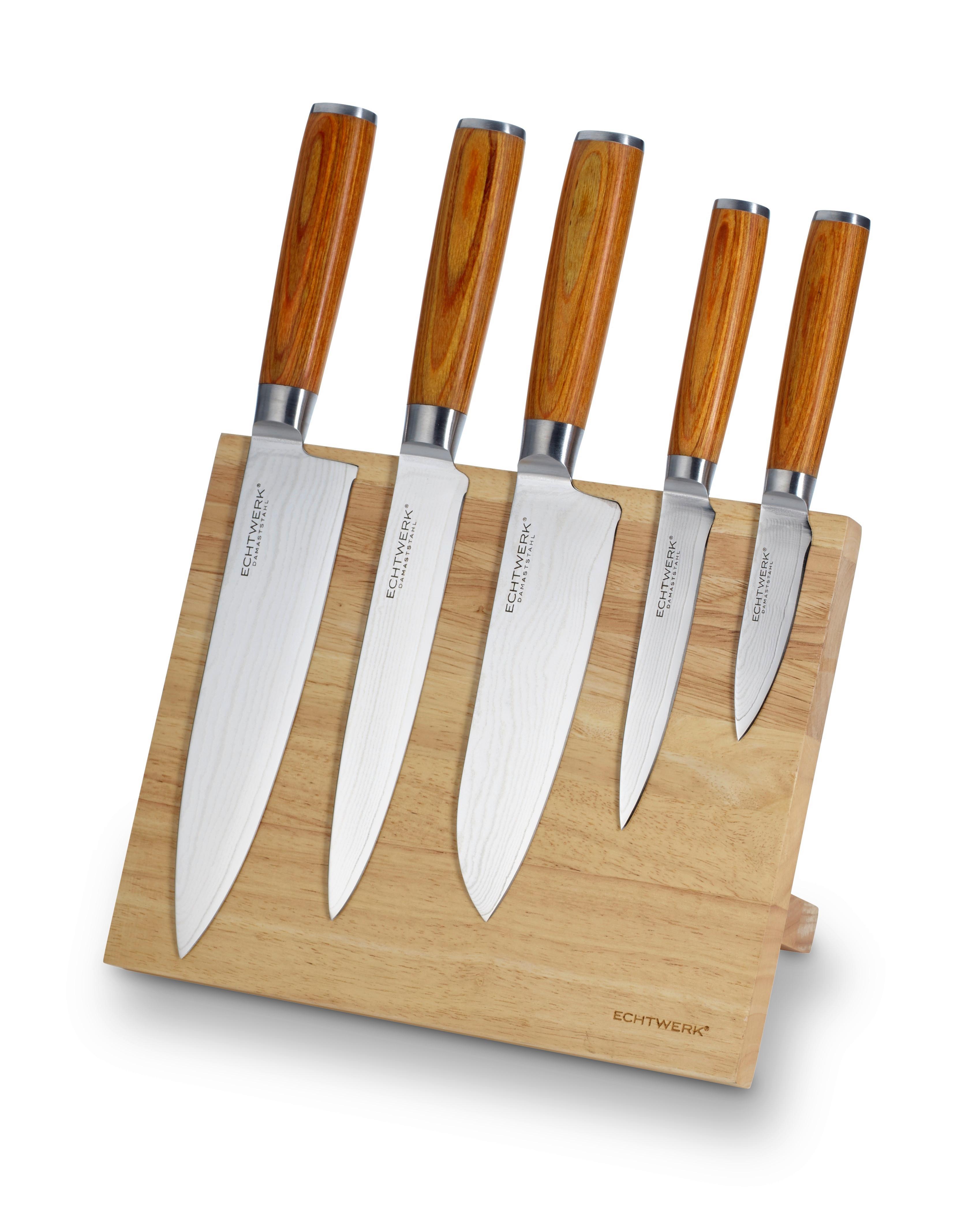 Messerset Damaszener 6--Teilig. Damaststahl Klinge