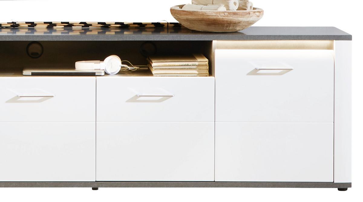 Wohnkombination Modern 4 Tlg. Mit Led Alassio 2, Weiß/matera - MODERN (312,6/200/40,5cm) - Luca Bessoni