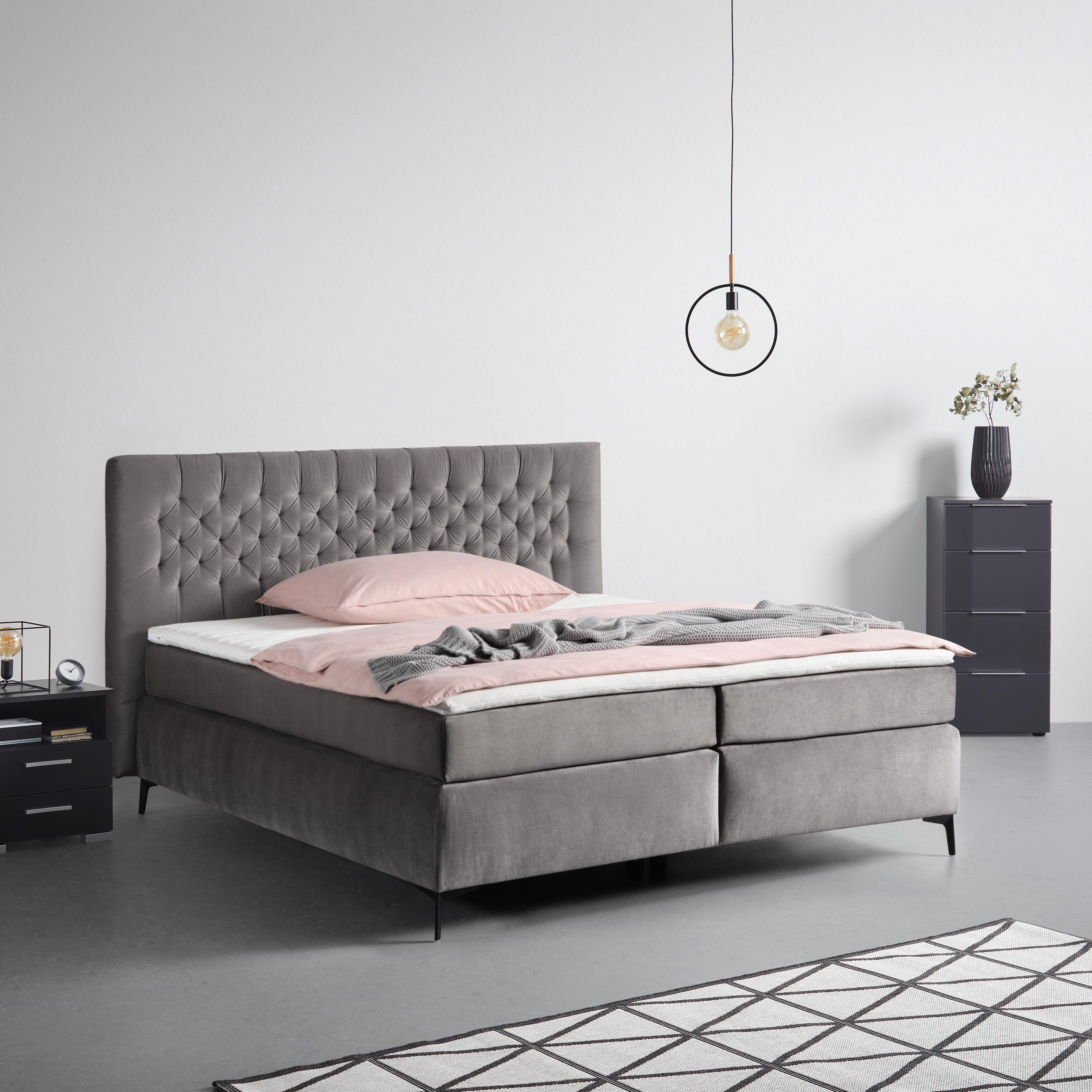 Boxspring posteľ ONE 2 160x200cm,antracitová - čierna/sivá, Konventionell, drevo/kompozitné drevo (160/200cm) - Mömax