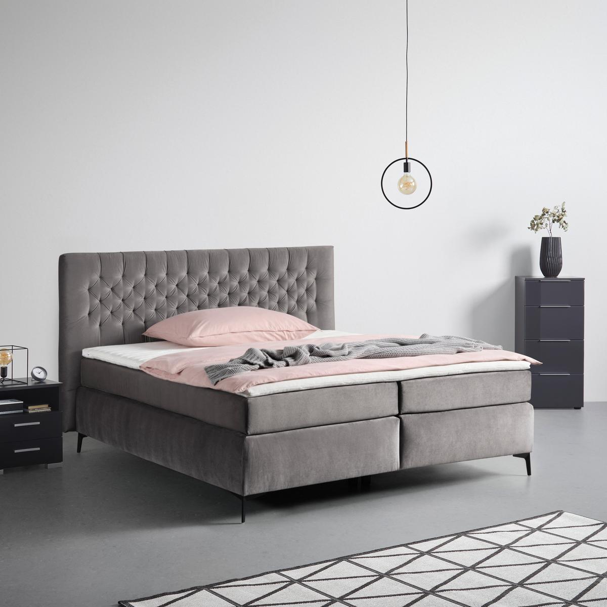 Boxspring postel ONE 2 160x200cm,antracitová - šedá/černá, Konvenční, dřevo/kompozitní dřevo (160/200cm) - Mömax