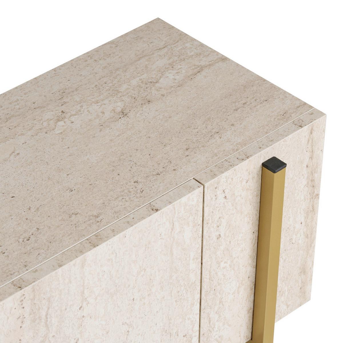 TV-ELEMENT Travertine/Gold B: 180cm - Elfenbein/Goldfarben, MODERN, Holzwerkstoff (180/45/30cm)