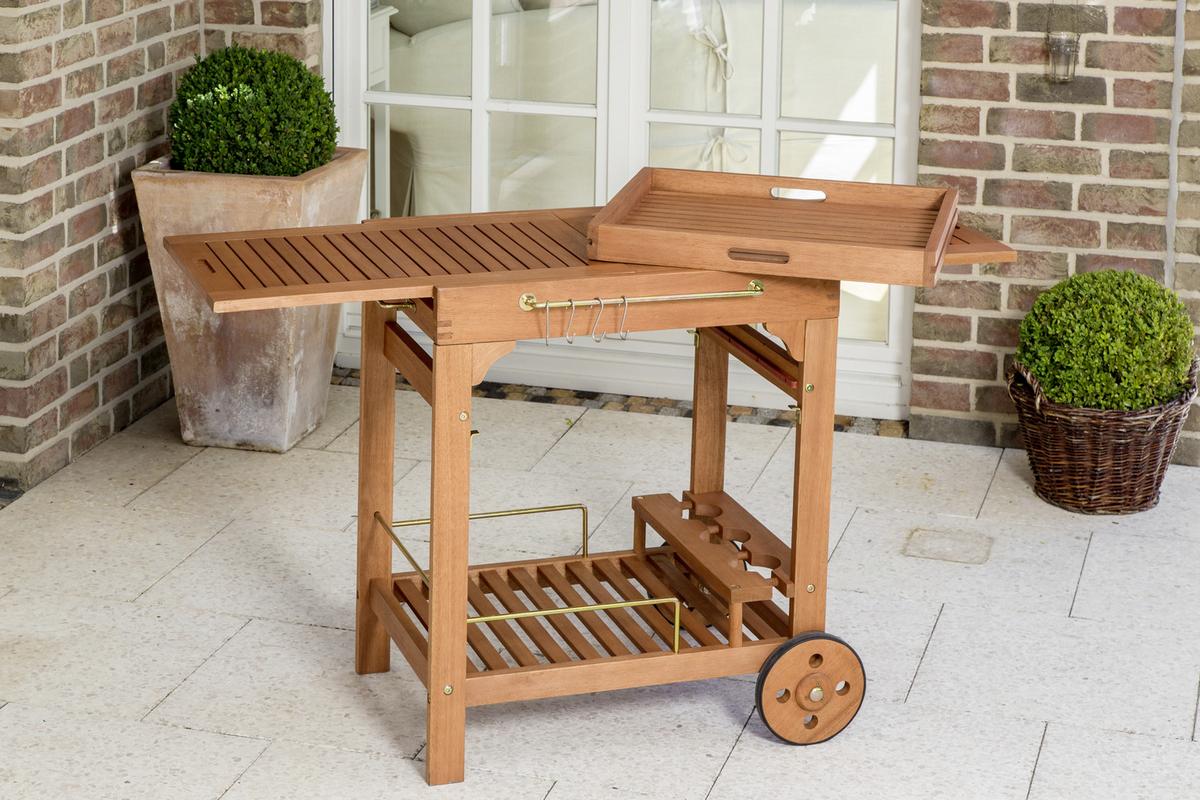 Servierwagen Echtholz Nautrfarben ausziehbar - Naturfarben, KONVENTIONELL, Holz (75/75/84cm) - Gardenson