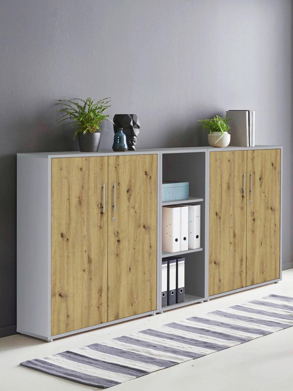 AKTENSCHRANK OFFICE EDITION - SW SET 8 - Hellgrau/Eiche Artisan, MODERN, Holzwerkstoff (212,9/113,6/33cm) - MID.YOU