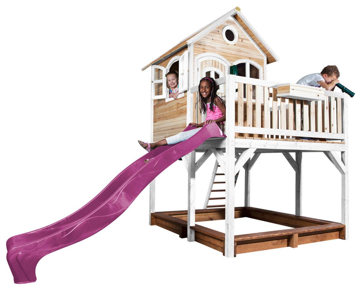 Spielturm A030.151.41 - Lila/Braun, KONVENTIONELL, Holz (377/291/255cm) - Ambia Garden