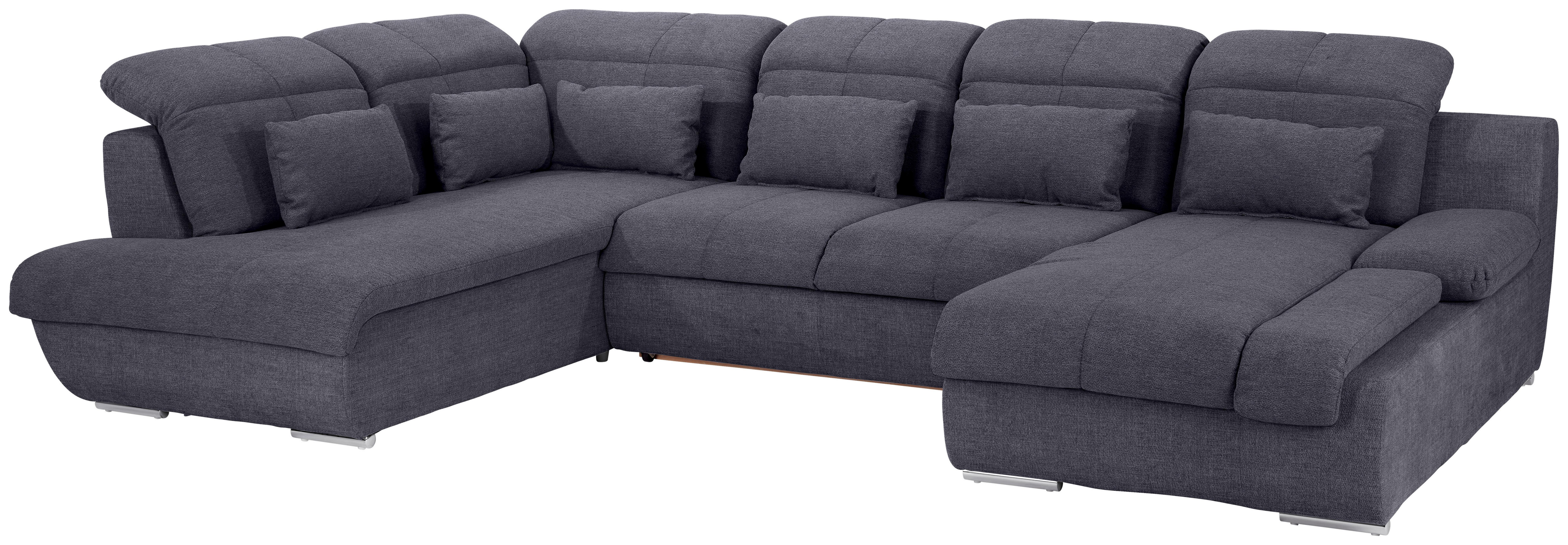 Sedacia súprava MULTI tvar U, tmavomodrá - tmavomodrá/chrómová, Modern, kov/textil (228/345/184cm) - Luca Bessoni