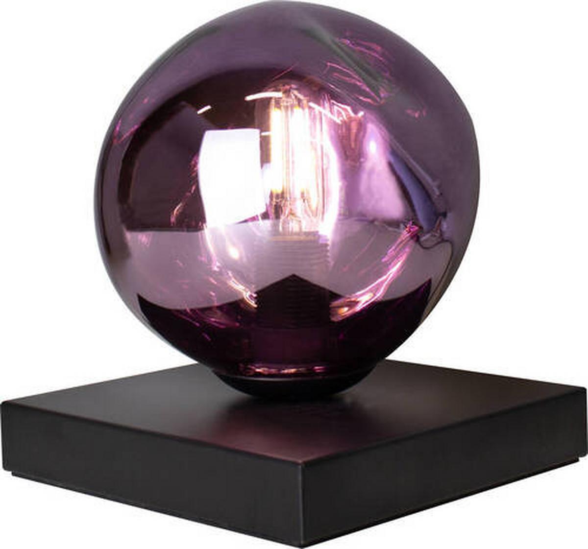Tischleuchte Canopus Lila D: 15 cm - Lila/Schwarz, Basics, Glas/Metall (15/17,5cm)