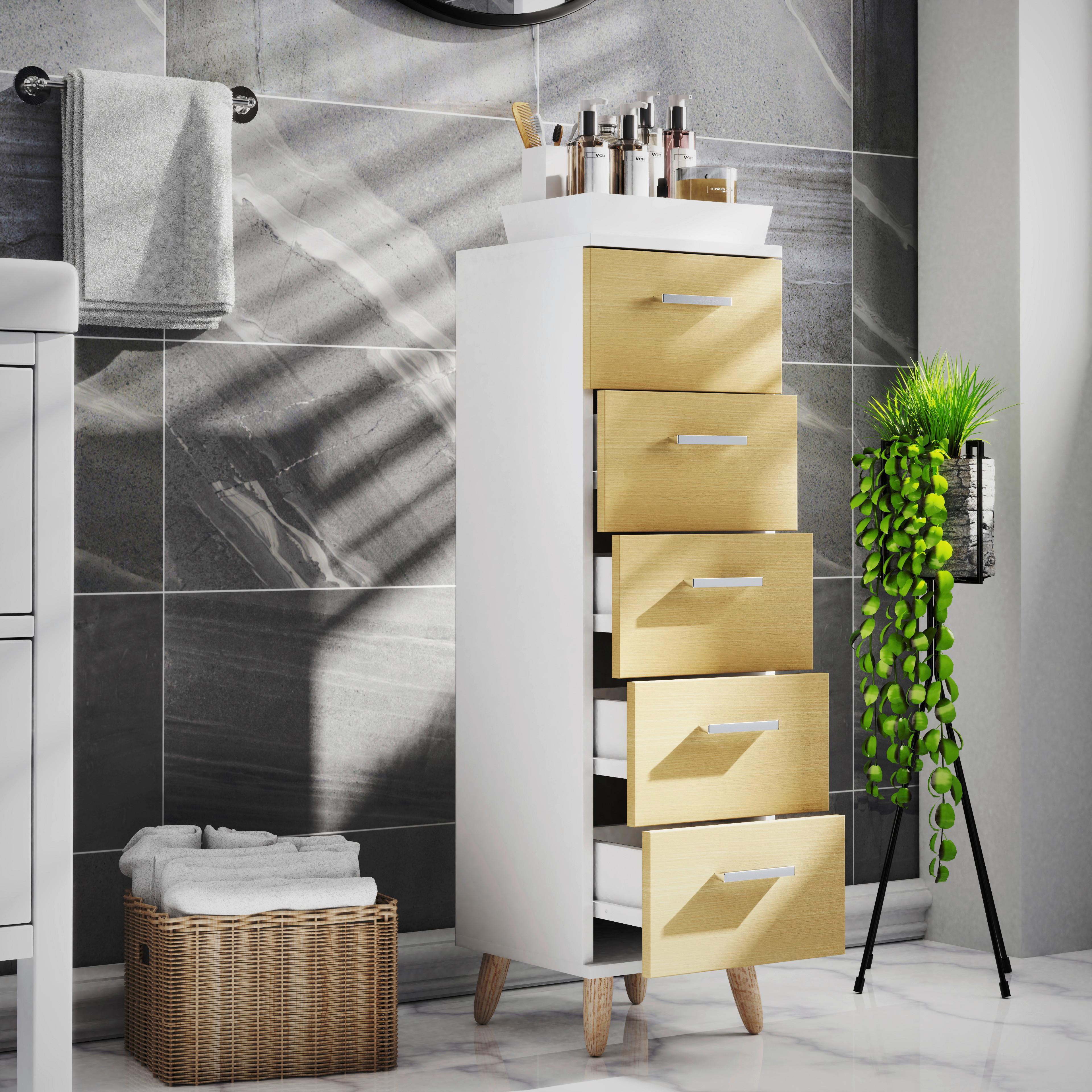 Midischrank Landos M - Honigeiche/Weiß, MODERN, Holzwerkstoff (30/100/30cm) - MID.YOU