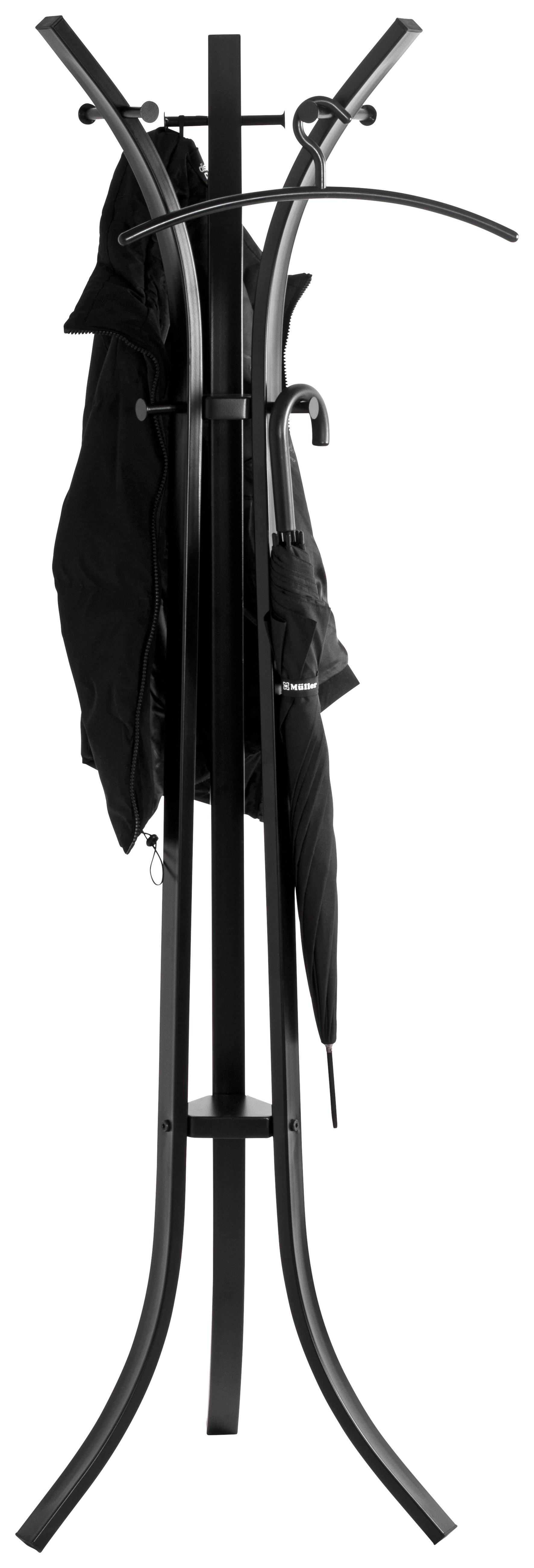 Kleiderständer 25588 Schwarz Stahl 9 Haken H: 177 cm - Schwarz, Basics, Metall (45/177cm)