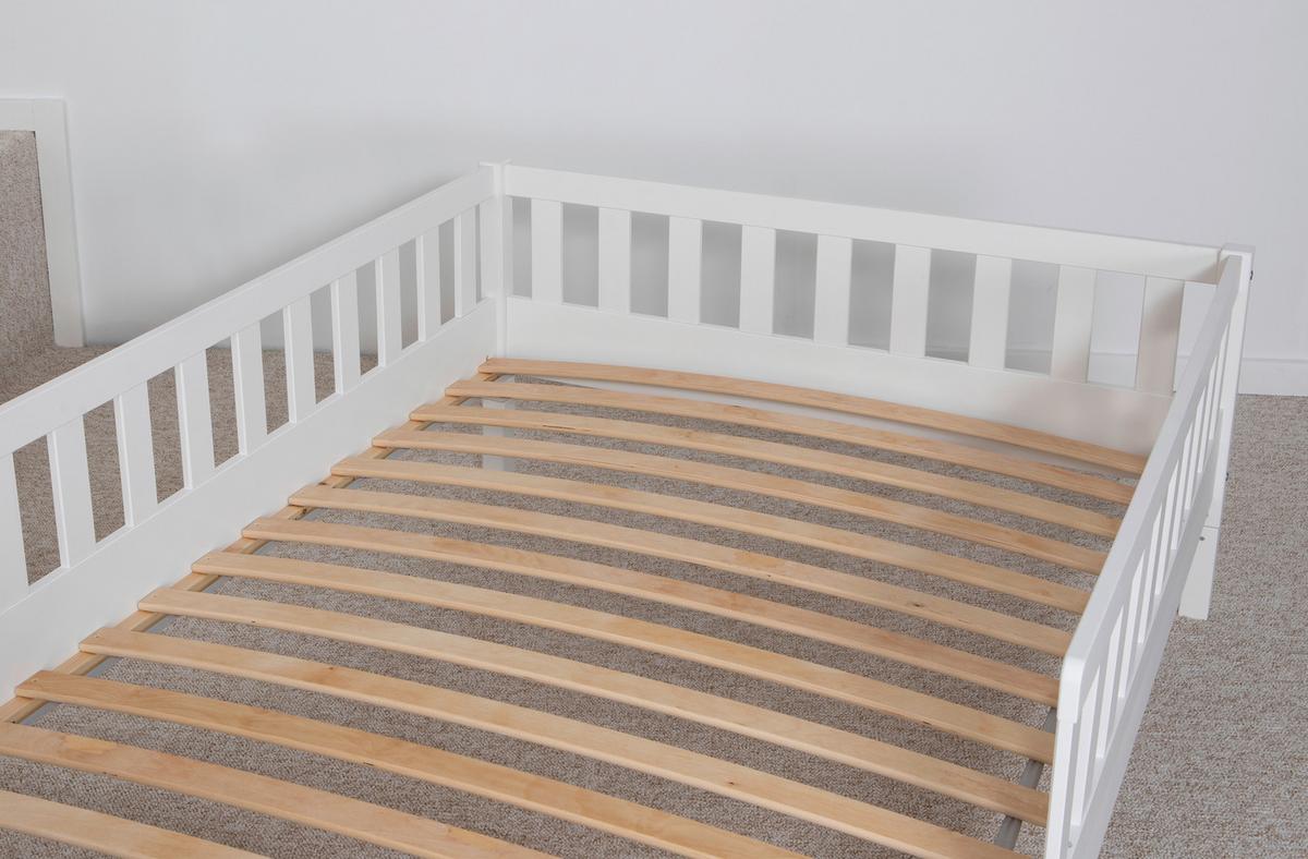 Ausziehbett Echtholz Mit Bettkasten 100x200 Cm Duo Weiß - Weiß/Naturfarben, MODERN, Holz (100/200cm) - MID.YOU