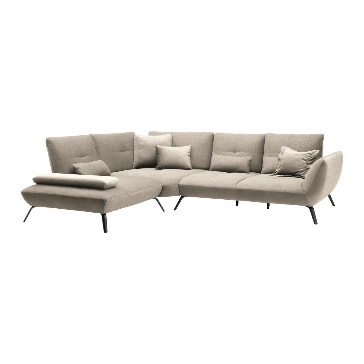 Rohová sedačka TRENDY, ľavá, écru - čierna/écru, Modern, kov/kompozitné drevo (250/93/310cm) - Premium Living