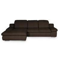Ecksofa Isona Braun Chenille - Chromfarben/Braun, Design, Textil (165/286cm) - Livetastic