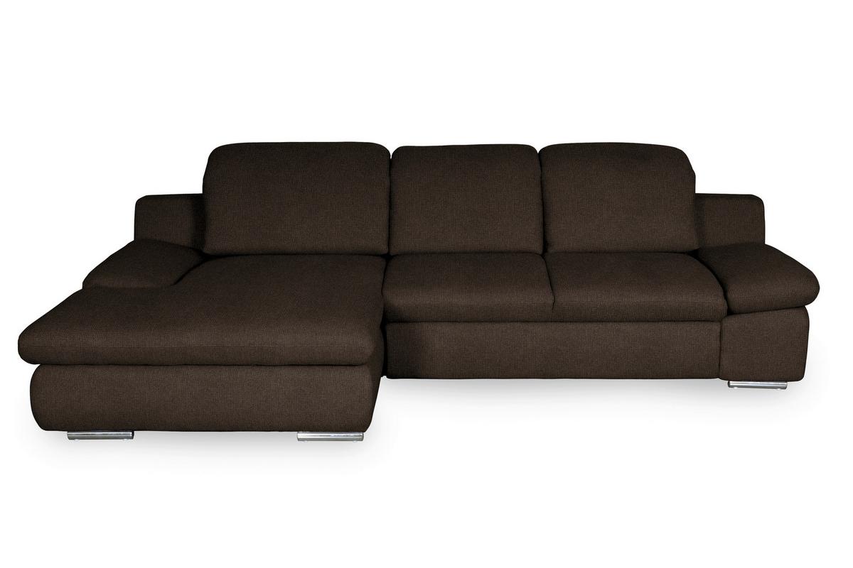 Ecksofa Isona Braun Chenille - Chromfarben/Braun, Design, Textil (165/286cm) - Livetastic