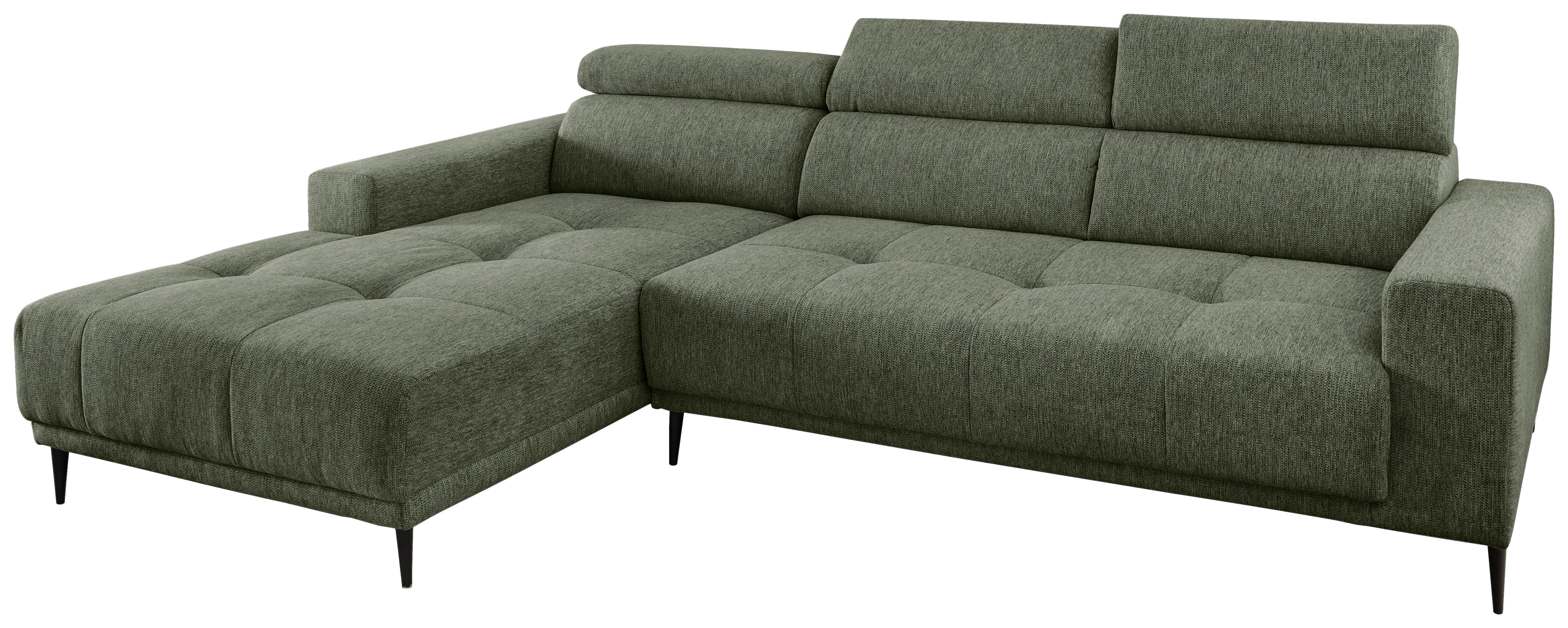 Ecksofa Intera Dunkelgrün S: 188x276 Cm - Dunkelgrün/Schwarz, KONVENTIONELL, Textil (188/276cm) - Livetastic