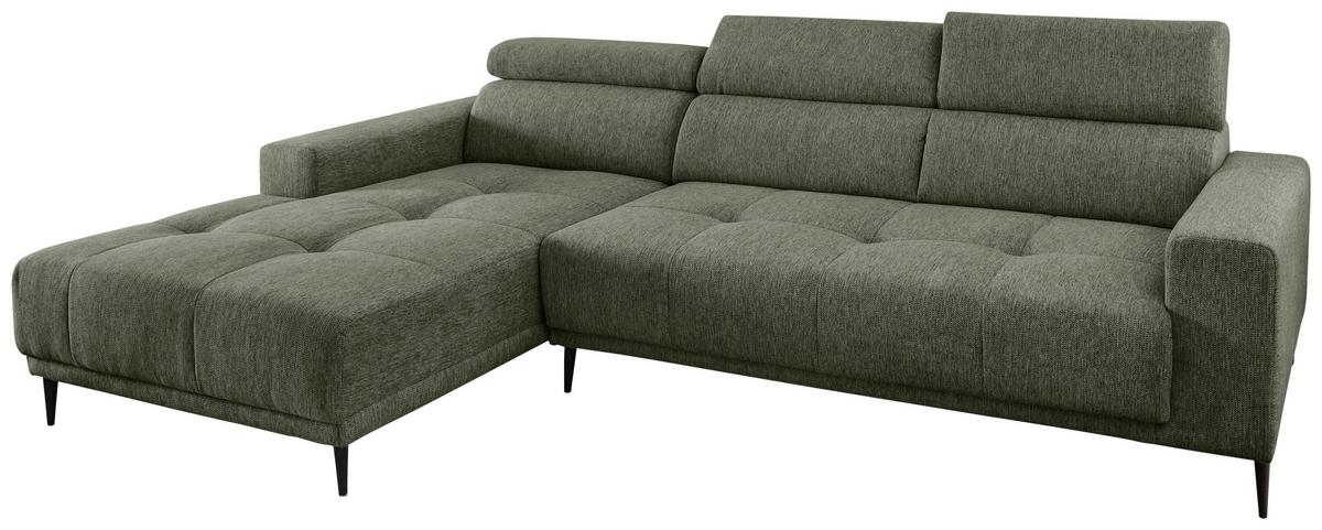 Ecksofa Intera Dunkelgrün S: 188x276 Cm - Dunkelgrün/Schwarz, KONVENTIONELL, Textil (188/276cm) - Livetastic