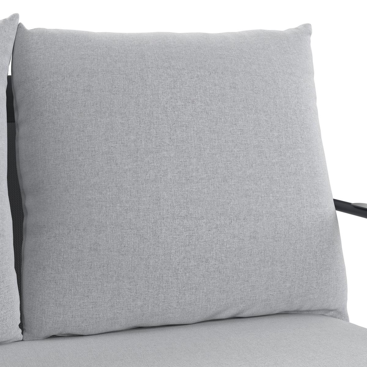 Loungegarnitur Nizza - Dunkelgrau/Hellgrau, MODERN, Textil/Metall (114/75/70cm) - Beldano