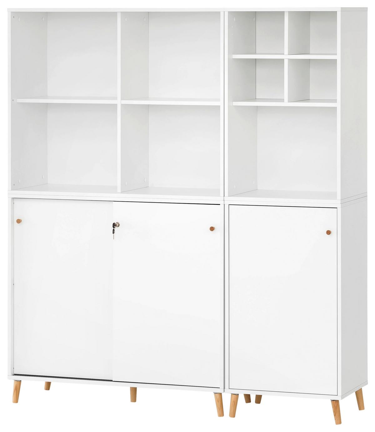 Aktenschrank Set Us1000+us510+regal - Weiß, MODERN, Holzwerkstoff (101,05/174,2/41cm) - MID.YOU