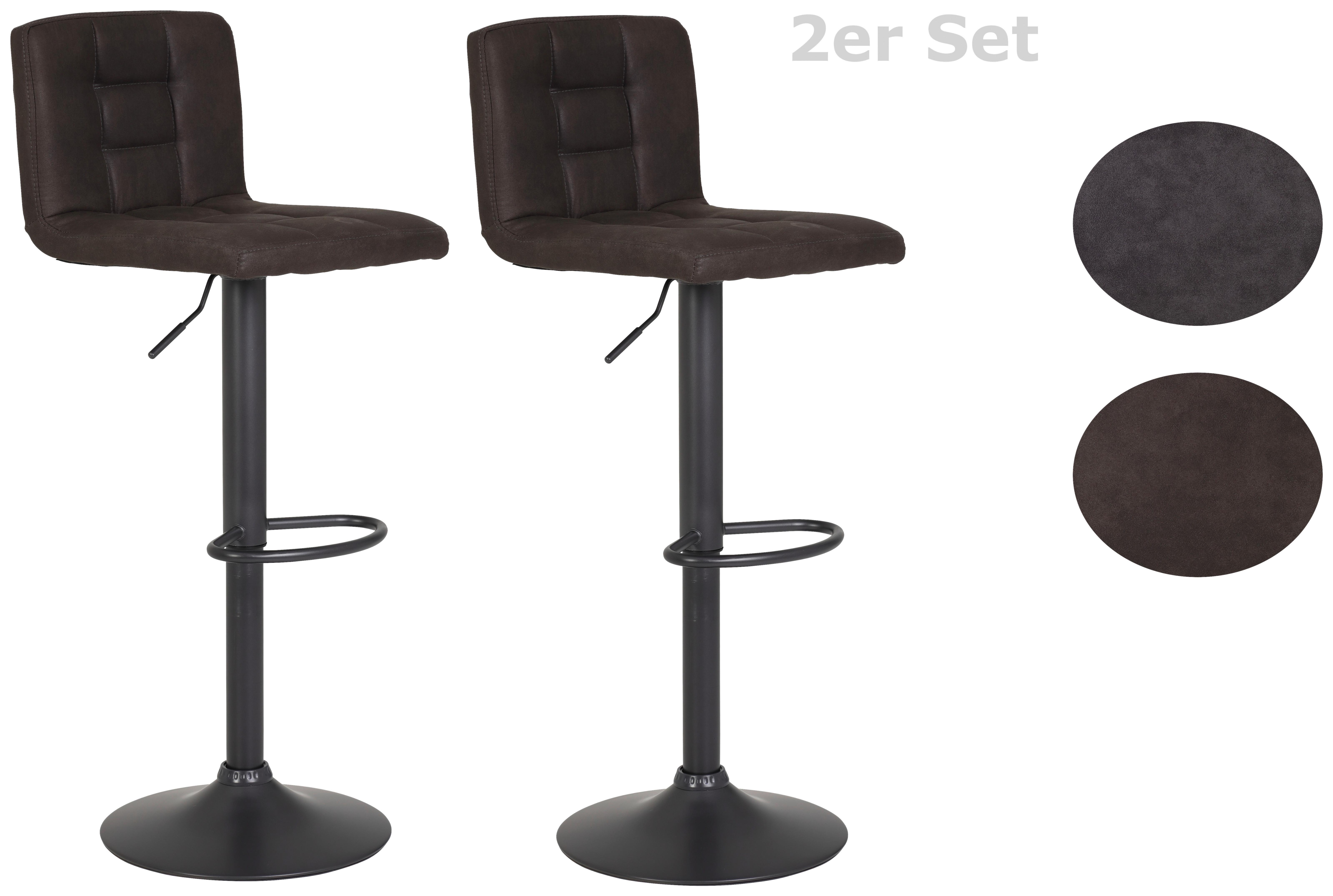 Barhocker-Set höhenverstellbar + Lehne Amanda I Schlammfarben - Schlammfarben/Dunkelgrau, MODERN, Textil/Metall (40/85/48cm) - MID.YOU