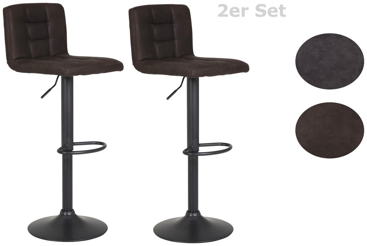 Barhocker-Set höhenverstellbar + Lehne Amanda I Schlammfarben - Schlammfarben/Dunkelgrau, MODERN, Textil/Metall (40/85/48cm) - MID.YOU