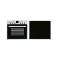 Einbauherd-Set K-62d19im0-Eu B: 59,5 cm Elektro-Glaskeramik - Edelstahlfarben/Schwarz, Basics (59,5/59,5/57,5cm) - Sharp