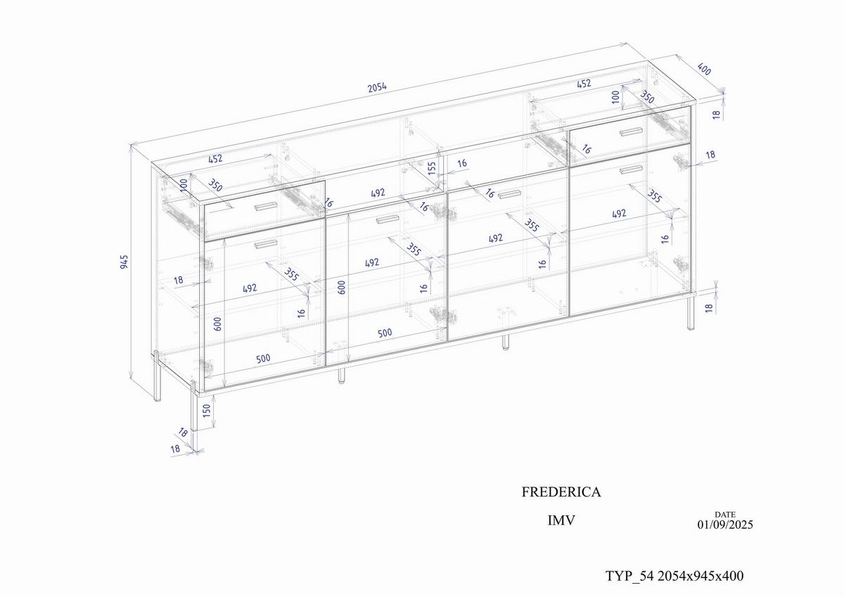 Sideboard Fredericia Eichefarben Kaschmir B: 205 cm - Kaschmir/Eichefarben, Design, Holzwerkstoff (205/94/40cm) - MID.YOU