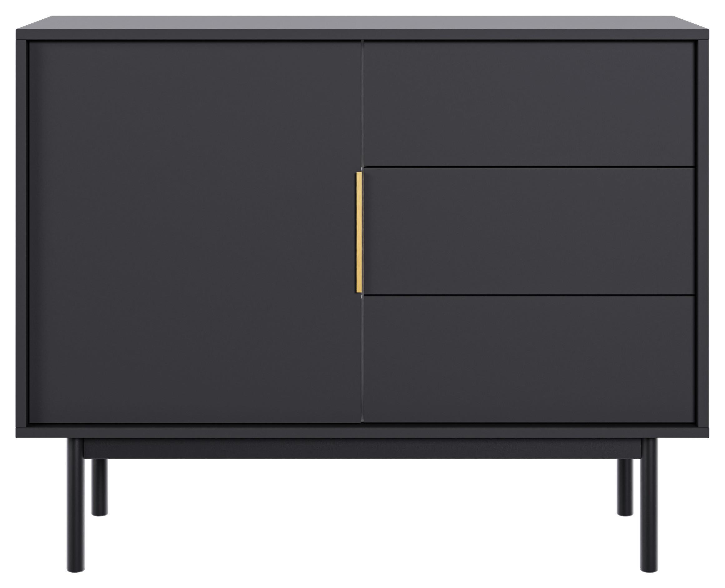 Komoda AVIV - čierna/zlatá, Design, kov/kompozitné drevo (104/82/39cm) - MID.YOU