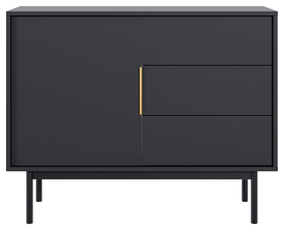 Komoda AVIV - čierna/zlatá, Design, kov/kompozitné drevo (104/82/39cm) - MID.YOU