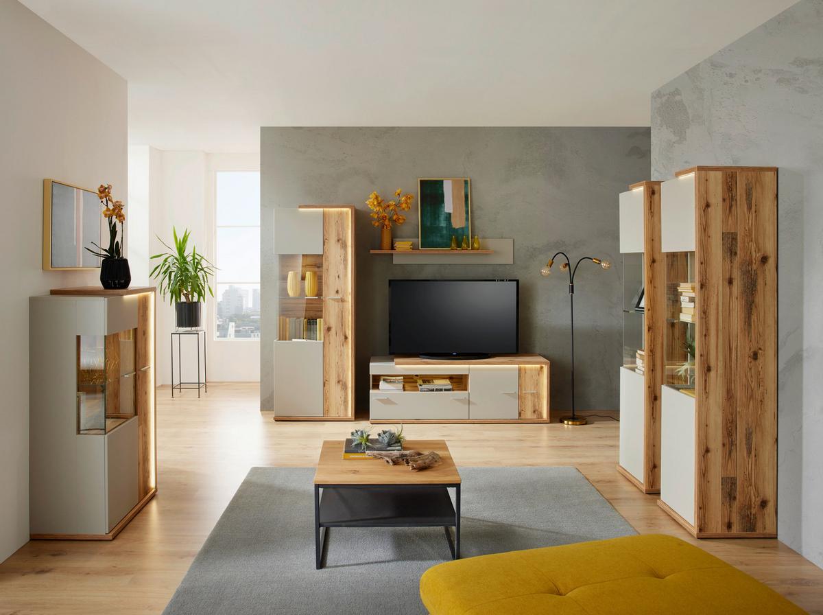 VITRÍNA AMBIENTE - Moderní, kompozitní dřevo/plast (73,5/199,1/43,6cm)