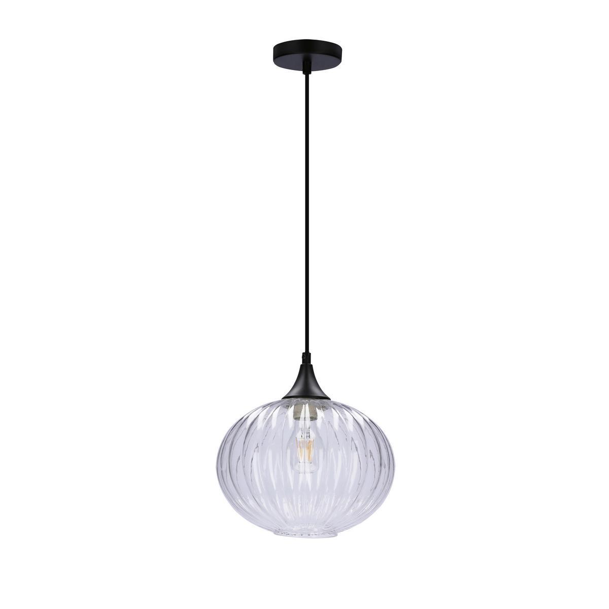 Pendelleuchte 50101276 Exeter - Schwarz, Design, Glas/Metall (24/24/90cm)