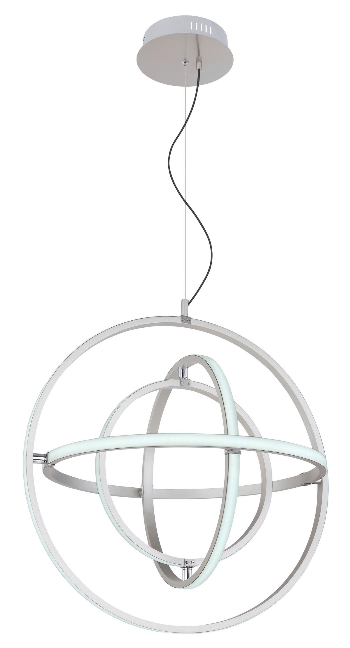 Led-hängeleuchte Kurus H: 150 Cm 1-Flammig, Dimmbar - Opal/Nickelfarben, Basics, Kunststoff/Metall (58/150cm) - Globo