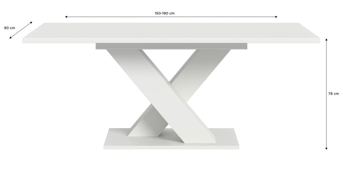 Ausziehtisch Marlon 150 Az Weiß, Auf 190 Cm Ausziehbar - Weiß, KONVENTIONELL, Holzwerkstoff (150-190cm) - MID.YOU