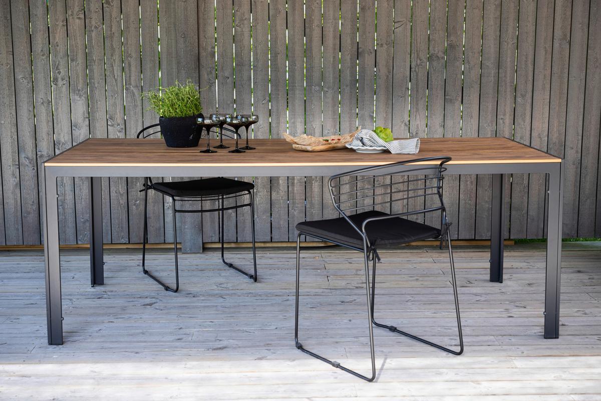 Gartentisch Break - Schwarz/Naturfarben, KONVENTIONELL, Holz/Metall (205/90/74cm) - Gardenson