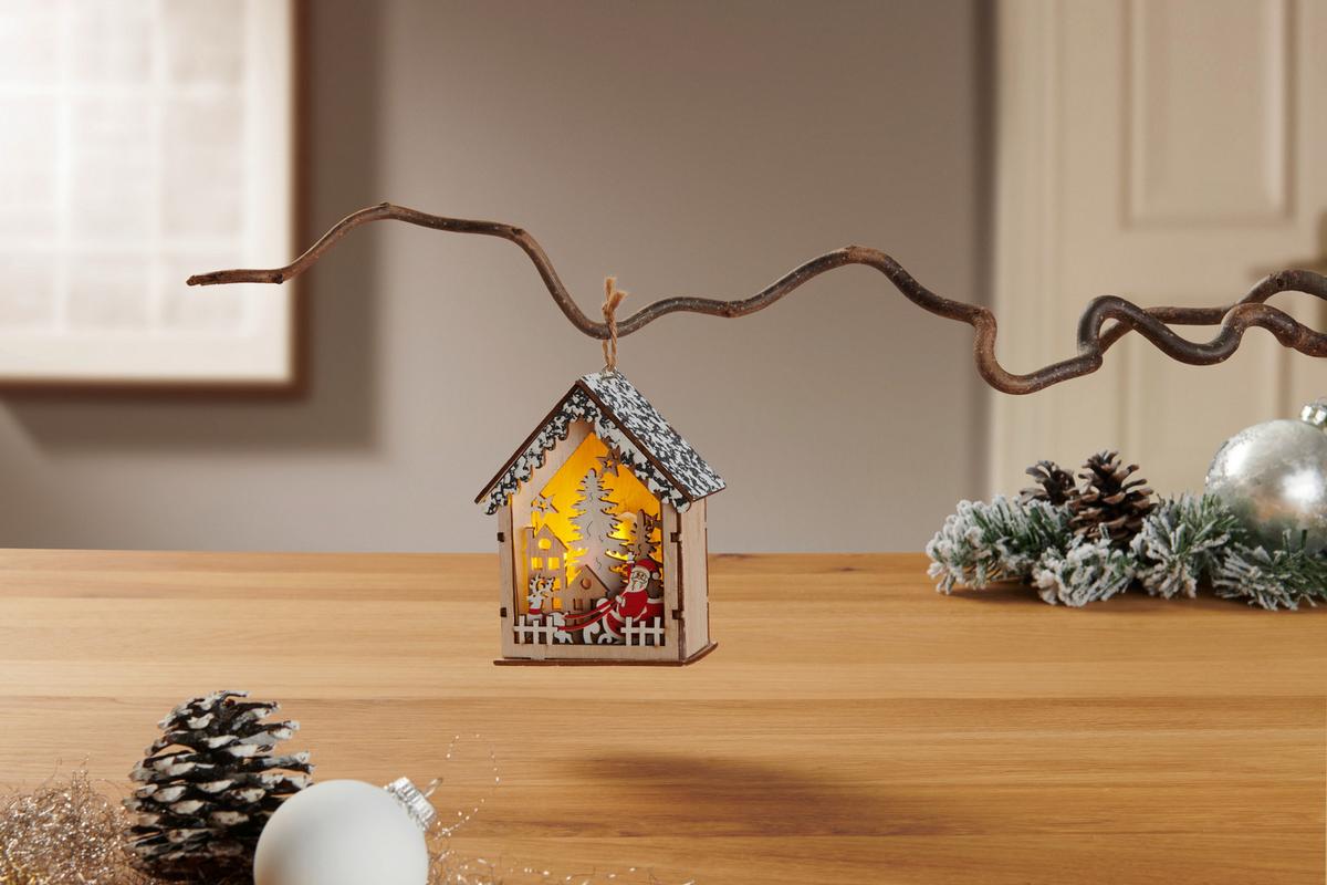 Led-dekoleuchte House - Rot/Schwarz, MODERN, Holz/Kunststoff (9,5/4,5/12cm) - James Wood