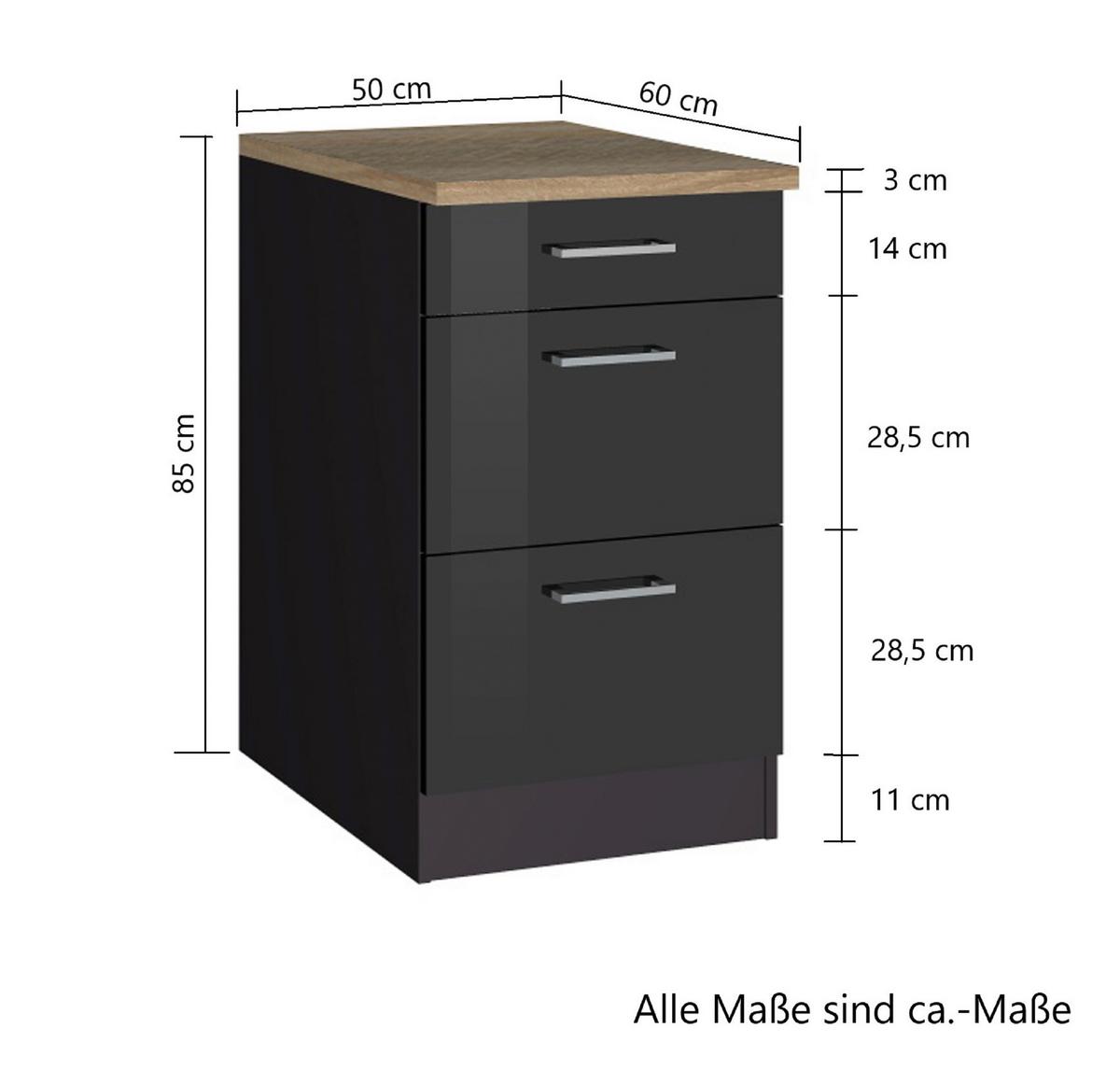 Schubkastenunterschrank Mailand Graphitfarben B: 50 cm - Graphitfarben/Sonoma Eiche, MODERN, Holzwerkstoff (50/85/60cm) - Held