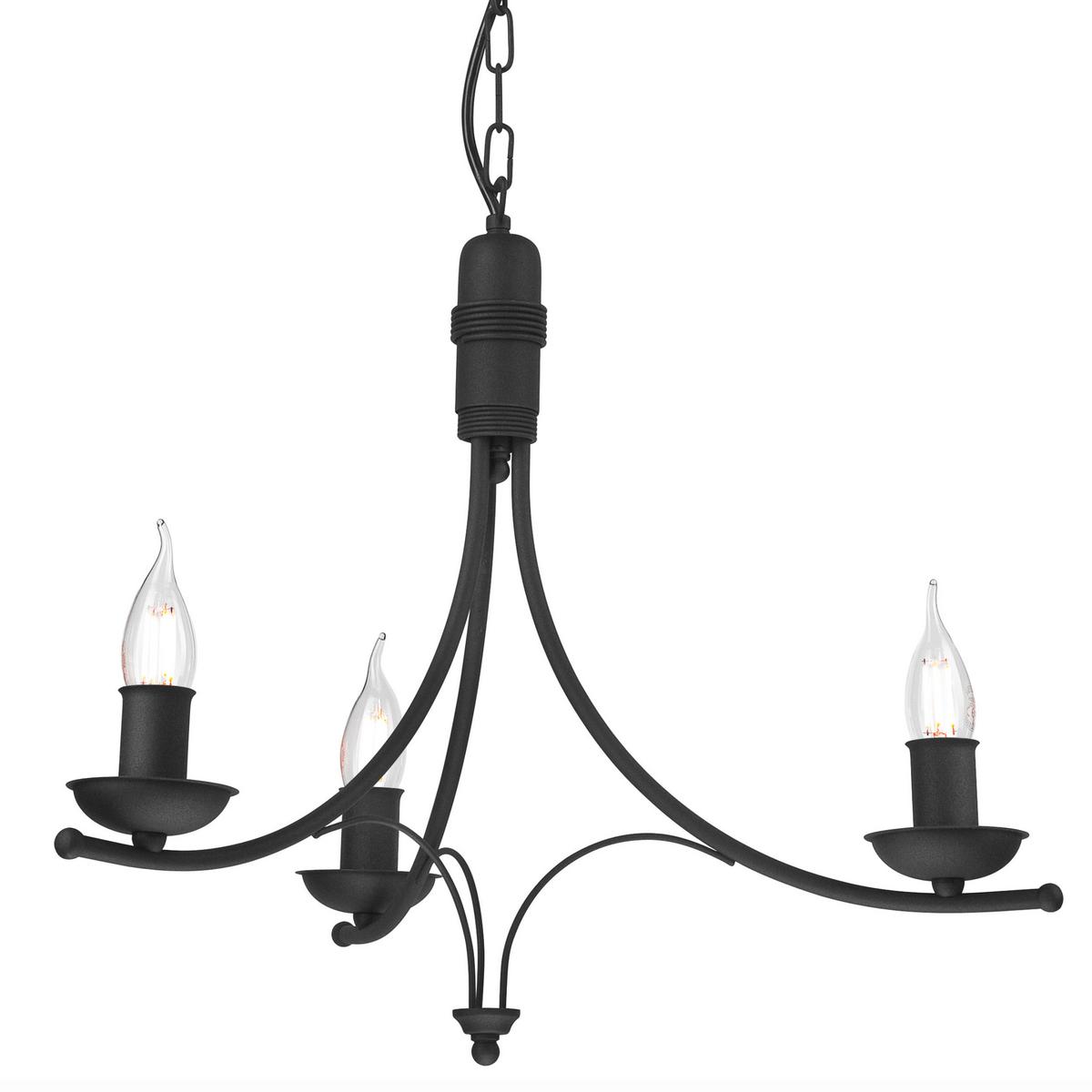 Kronleuchter 44088 Lucy - Schwarz Hochglanz, KONVENTIONELL, Metall (58/100cm)