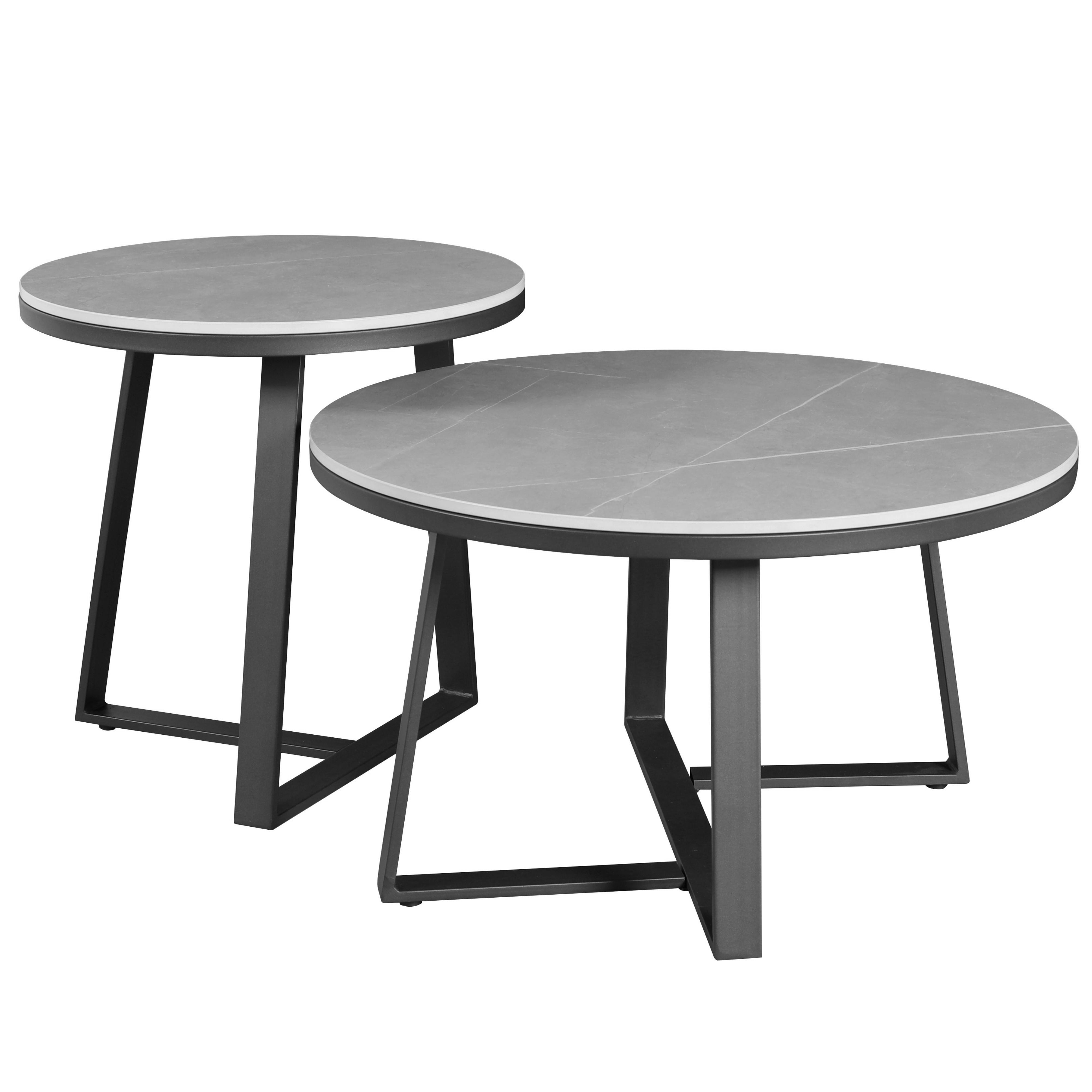COUCHTISCH Pete Grau D: 69 cm - Schwarz/Grau, MODERN, Stein/Metall (69/69/40cm) - MID.YOU