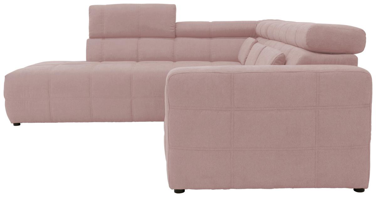 Ecksofa Mit Sitztiefen- Verstellung Brandon Pink - Schwarz/Rosa, Design, Textil (228/275cm) - MID.YOU