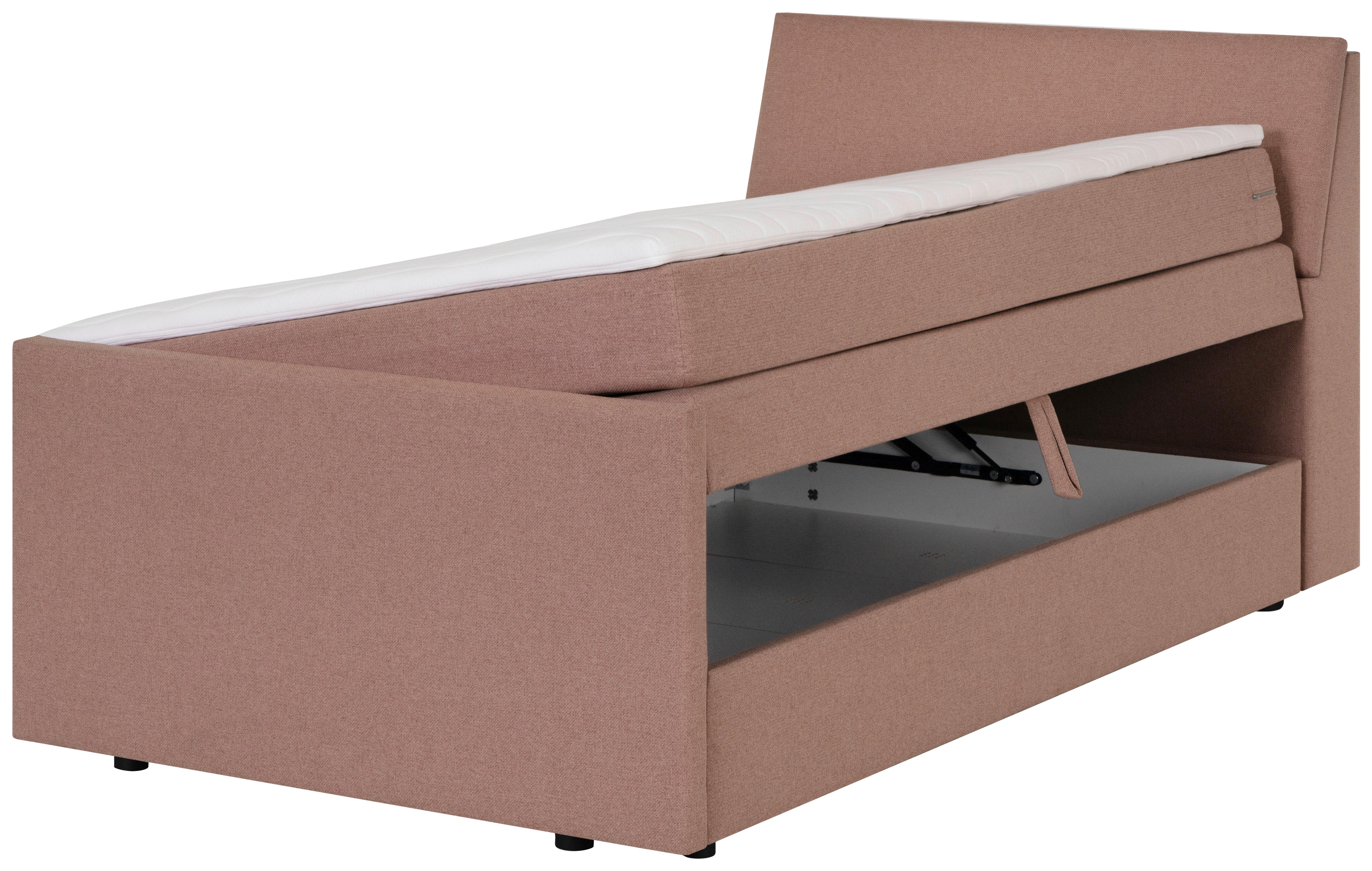 Boxspringbett mit Bettkasten Nida 100x200 cm Altrosa - Altrosa/Schwarz, MODERN, Holz/Textil (100/200cm) - MID.YOU