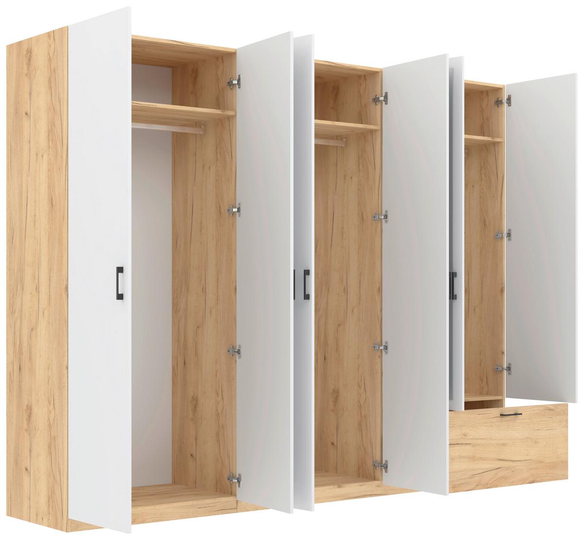 Kleiderschrank Mila - Eiche Artisan/Weiß, KONVENTIONELL, Holzwerkstoff (269/210/54cm)
