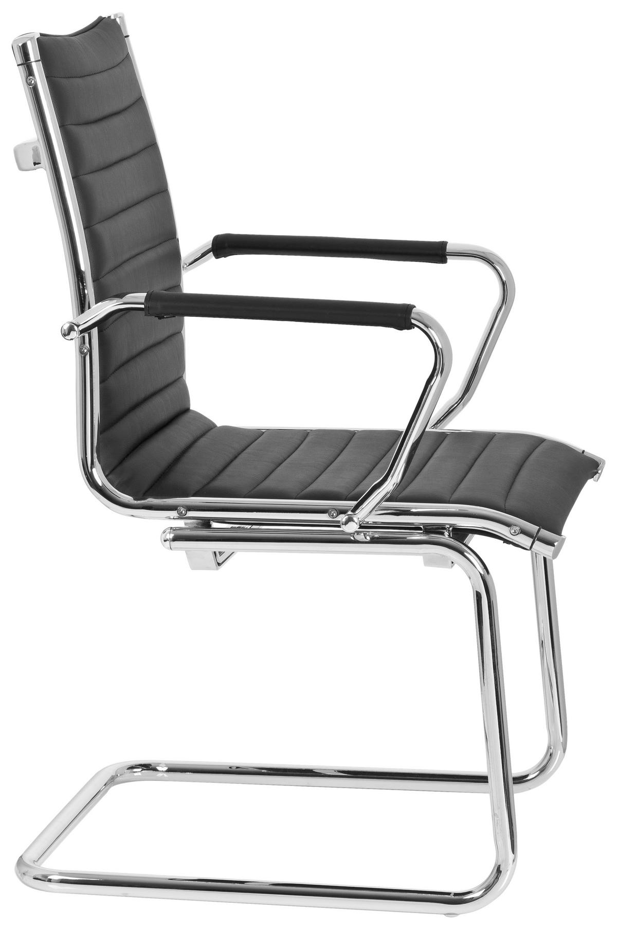 Besucherstuhl Vermona Schwarz Bis 110 Kg - Silberfarben/Schwarz, Basics, Textil/Metall (54/90/50cm) - MID.YOU