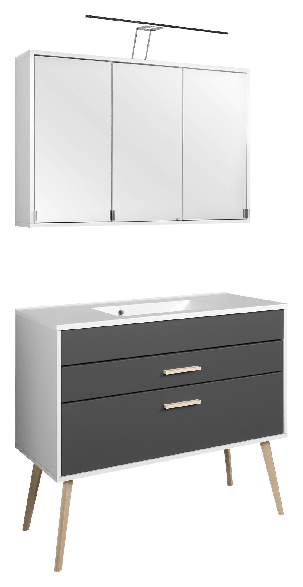 Badezimmer Oslo B:100cm Anthrazit - Anthrazit/Weiß, Basics, Holzwerkstoff/Stein (80/47cm)