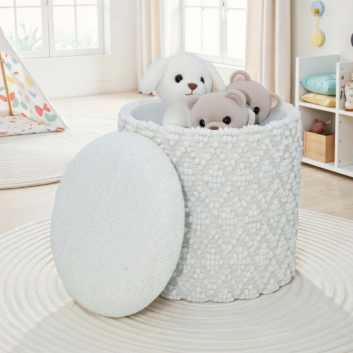 Hocker Weiß B: 40cm - Weiß, Basics, Textil (40/45/40cm) - Livetastic