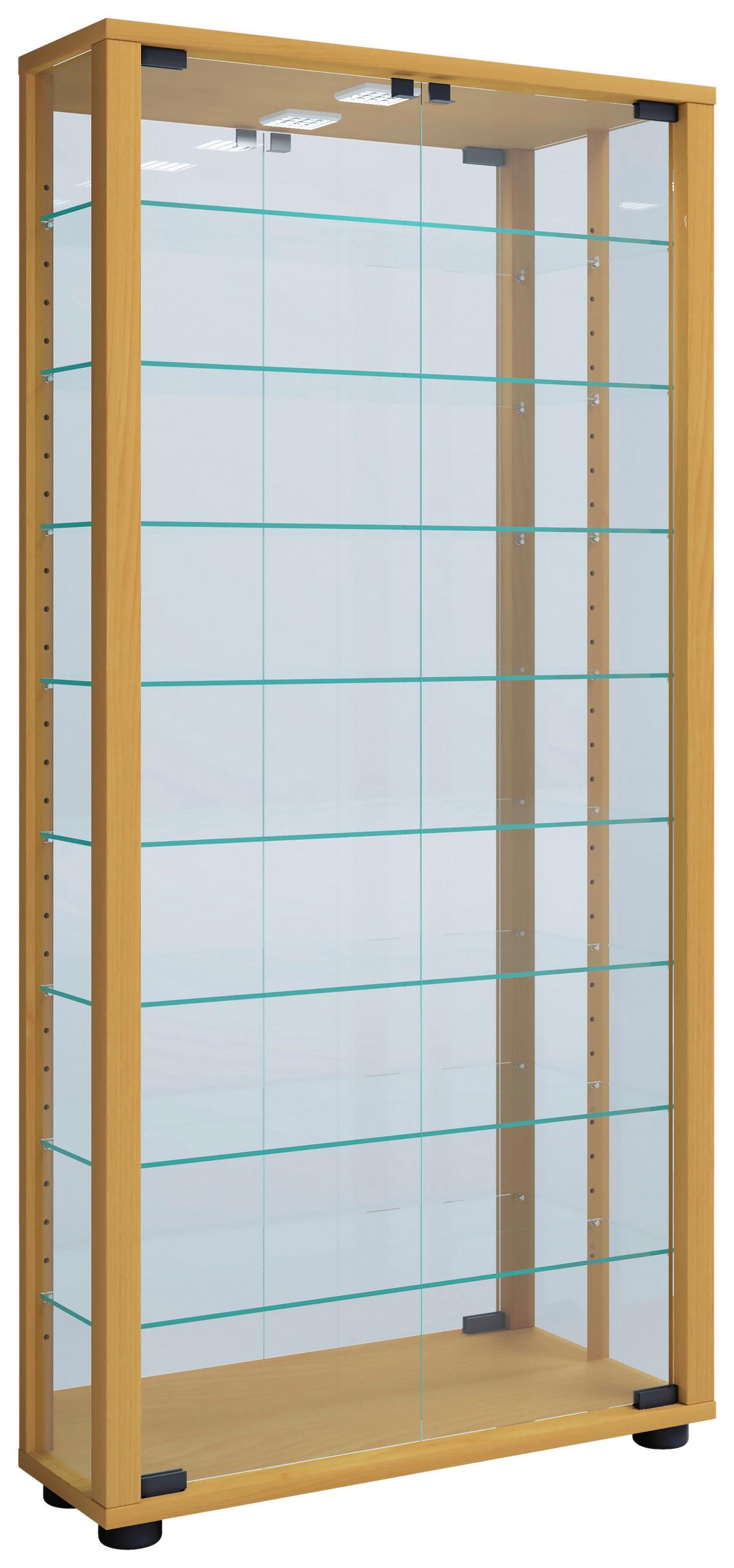 Vitrine Lumo Buchefarben B: 59 cm - Buchefarben, MODERN, Glas/Holzwerkstoff (59/114,8/18cm) - MID.YOU