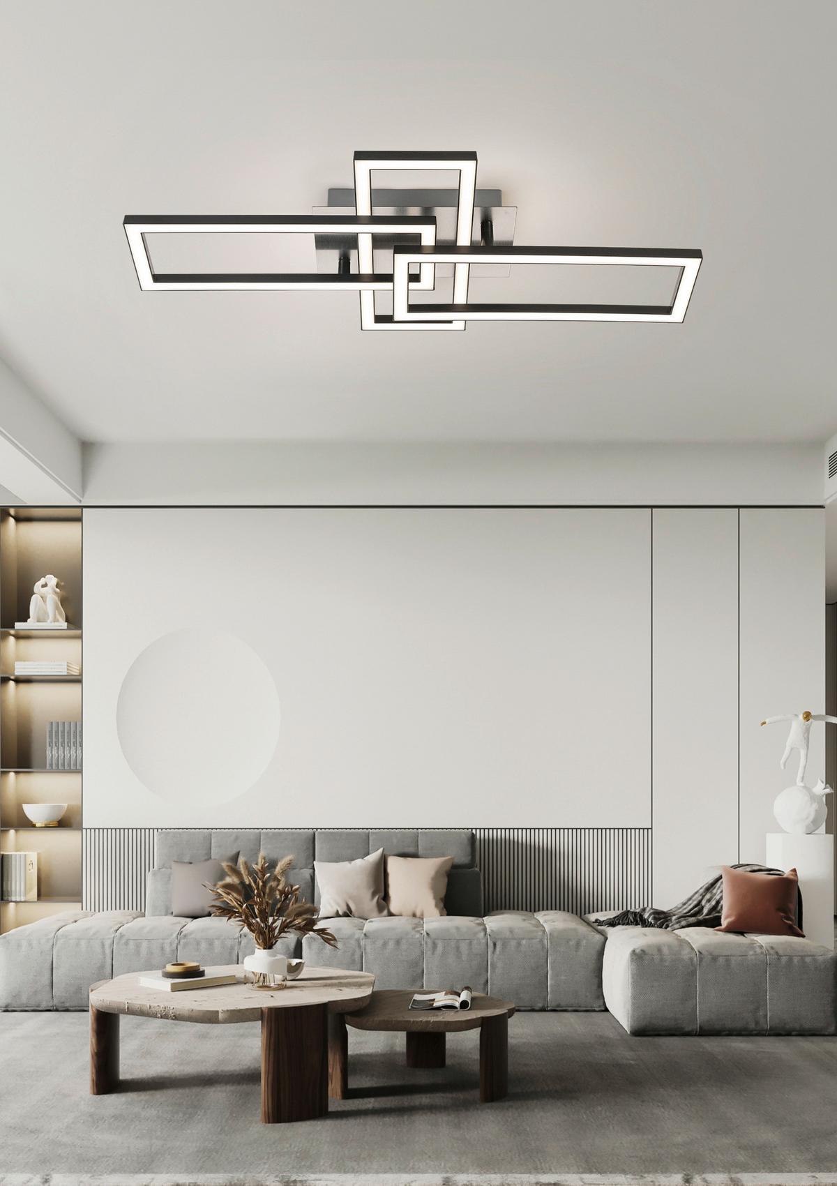 Led-deckenleuchte Ivona - Schwarz/Nickelfarben, MODERN, Kunststoff/Metall (63/34/8cm) - Luca Bessoni