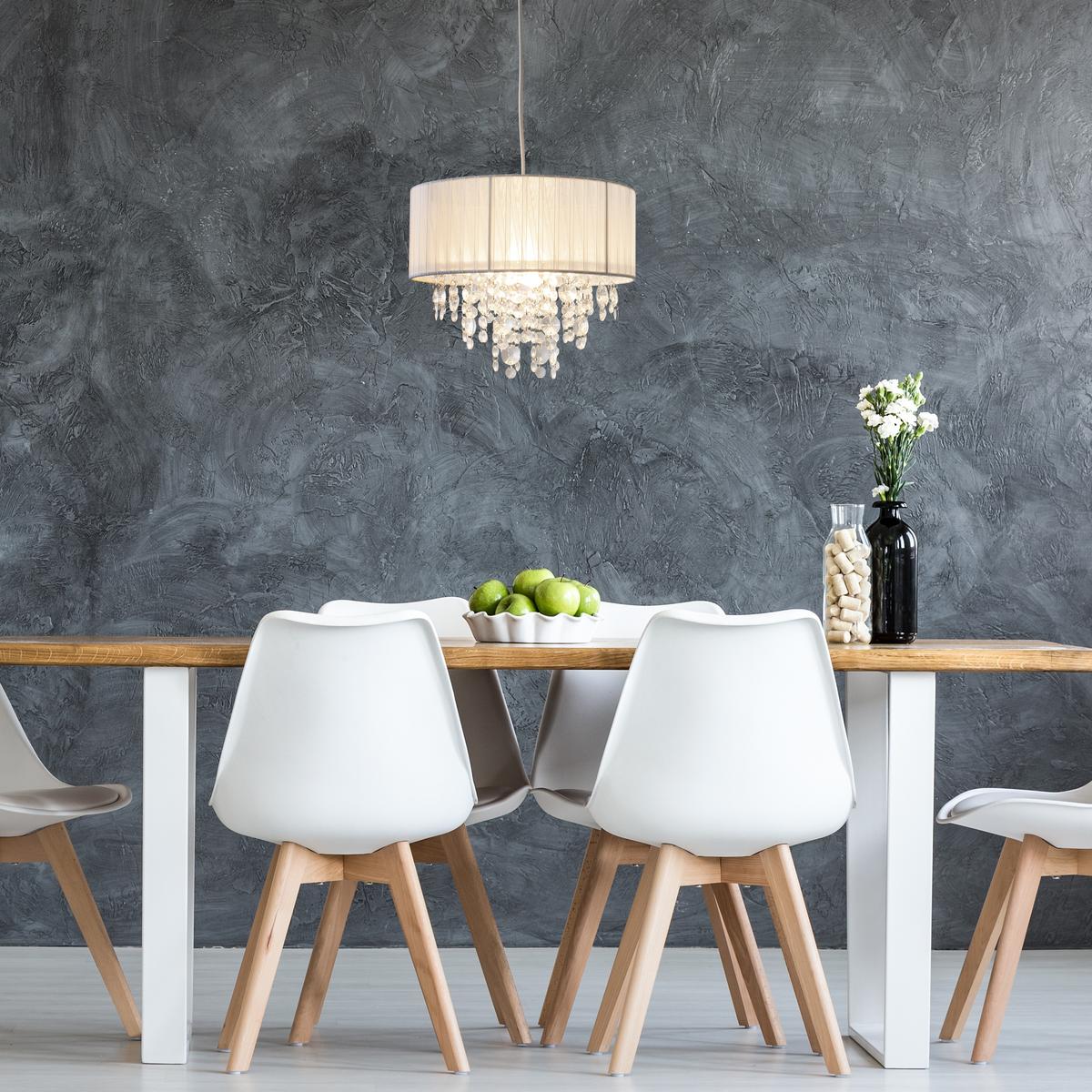 Hängeleuchte Kristallo H: 23cm 1-Flammig mit Kristallen - Transparent/Weiß, LIFESTYLE, Kunststoff/Textil (30/23cm) - Näve