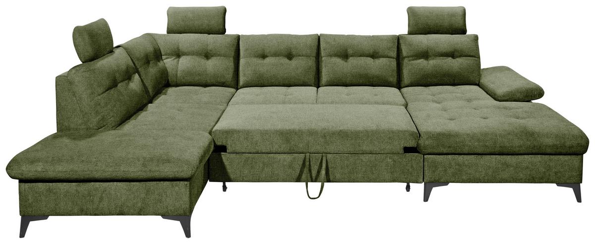 Wohnlandschaft Durban U Olivgrün U: 218/324/170 Cm - Schwarz/Olivgrün, KONVENTIONELL, Textil (218/324/170cm) - MID.YOU