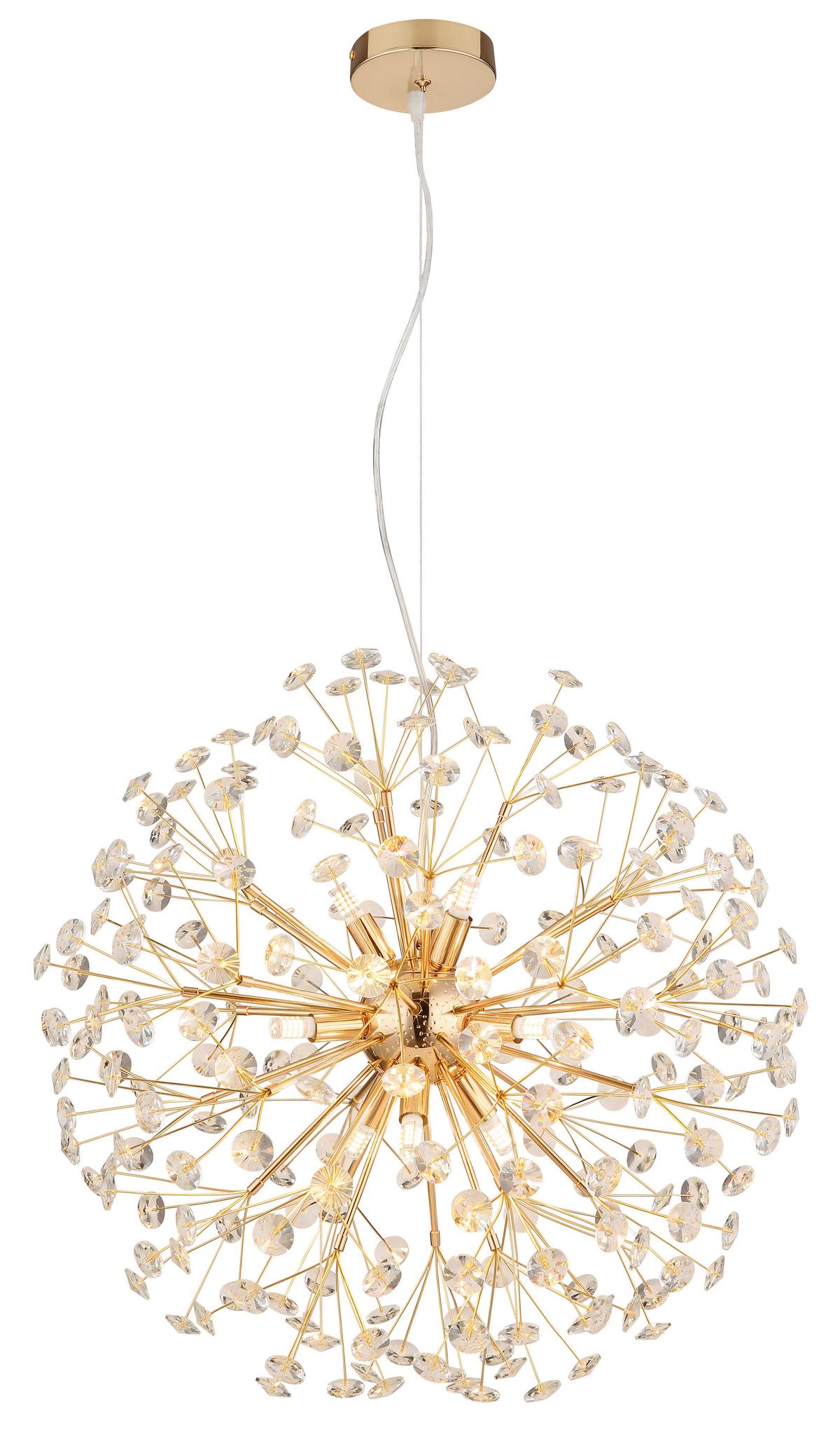 Kristály Függőlámpa 64135h2 Katrina - aranyszínű/áttetsző, Lifestyle, műanyag/üveg (60/150cm) - Globo