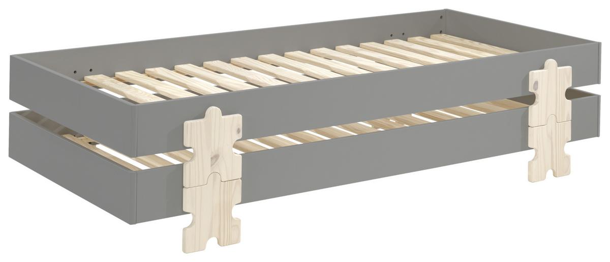 Stohovatelná postel MODULO šedá - barvy borovice/šedá, Moderní, dřevo/kompozitní dřevo (90/200cm) - MID.YOU